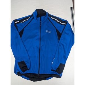 Gore Bike Wear Windstopper Soft Shell Cycling Jacket Blue Black Mens Large L